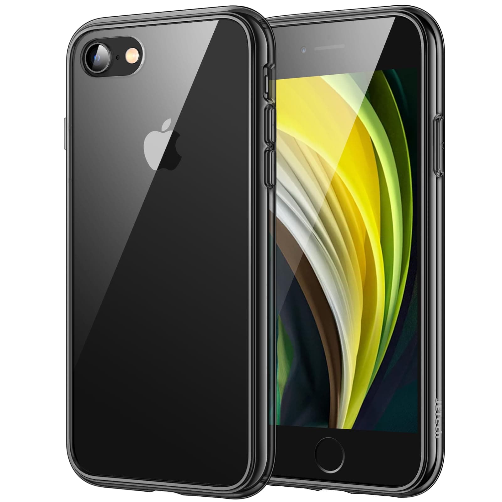 Case for iPhone SE 3/2 (2022/2020 Edition), iPhone 8 and iPhone 7, 4.7-Inch, Non-Yellowing Shockproof Phone Bumper Cover, Anti-Scratch Clear Back (Black)