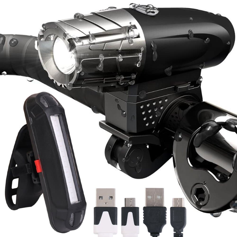 AOYU Bicycle Headlight- USB Rechargeable Bike Light Set- Flashlight LED , LED High Brightness Bike TAIL LIGHT. Easy Installation & WATER-RESISTANT LED Bike Lights For Safe Cycling At Night