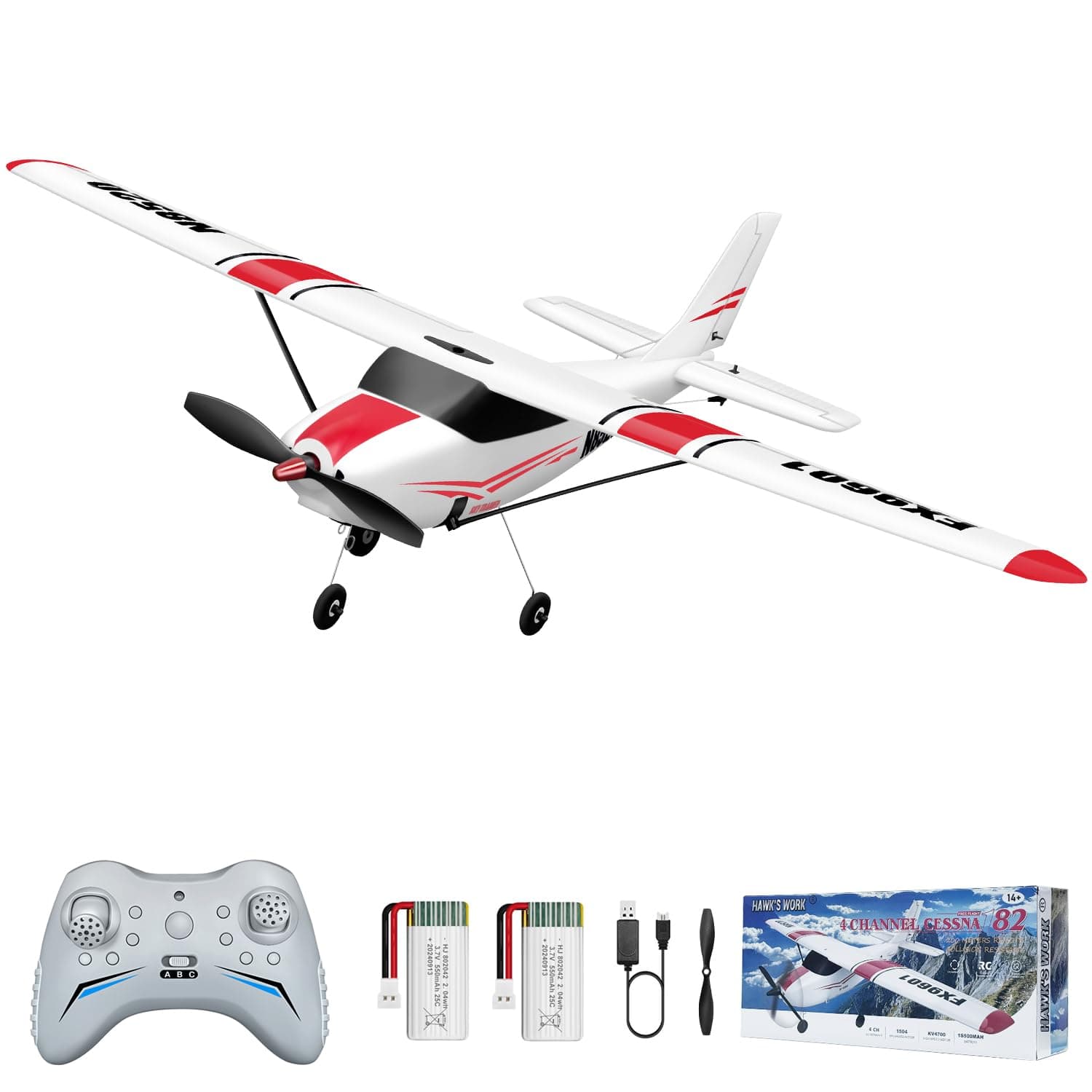 4 Channel RC Plane, Remote Control Airplane Cessna Ready to Fly, Brushless Motor 6-axis Gyro Stabilizer 3 Flight Mode Stunt Flying, Easy Trainer for Beginner & Kid