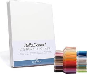 Bella Donna Fitted Jersey Sheets, Jersey Cotton, Fb.0114 Wollweiss, 180 cm x 200 cm