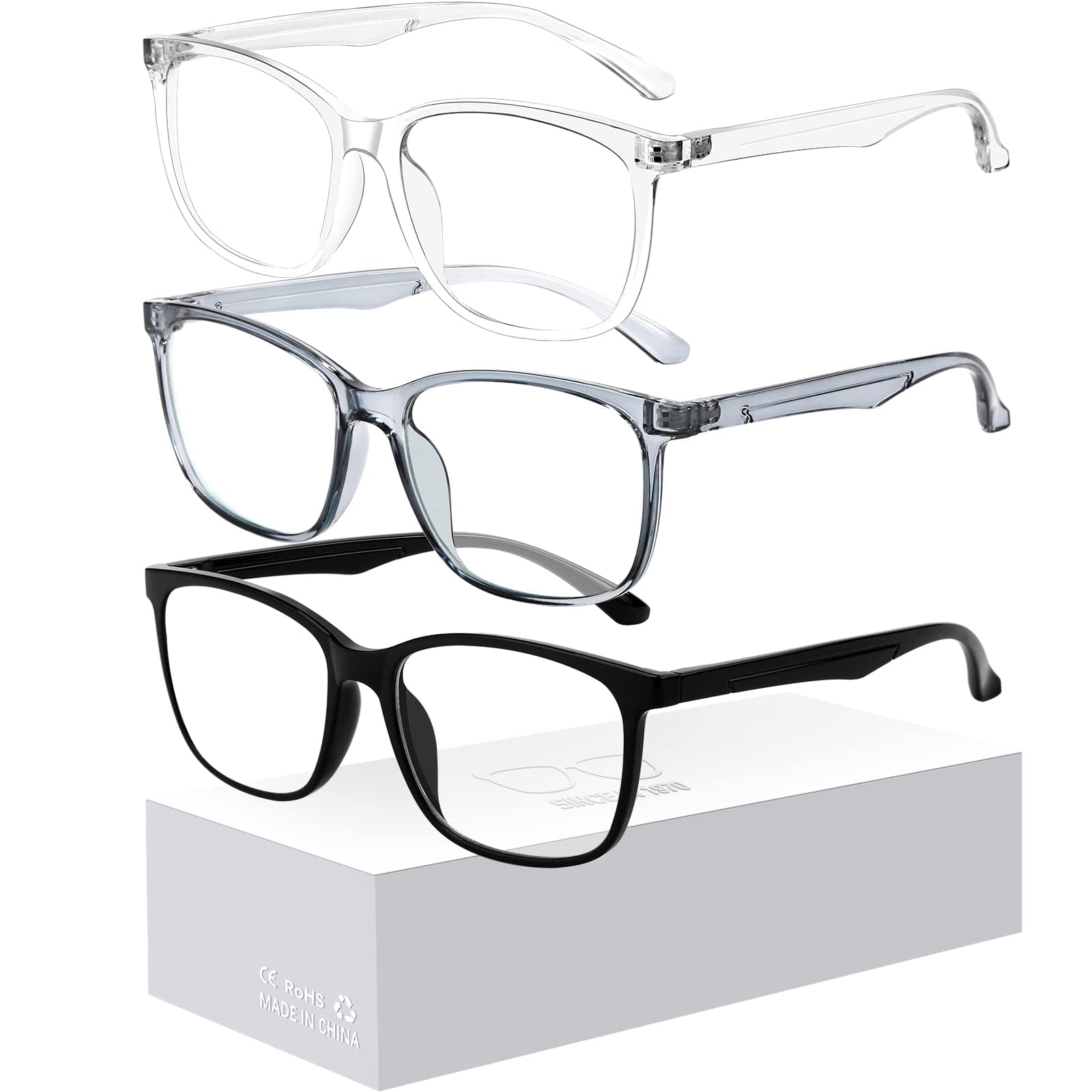 Oilway Blue-Light Blocking Glasses for Women Men - 3Pack Computer Reading/Gaming/TV/Phones Glasses Anti Eyestrain