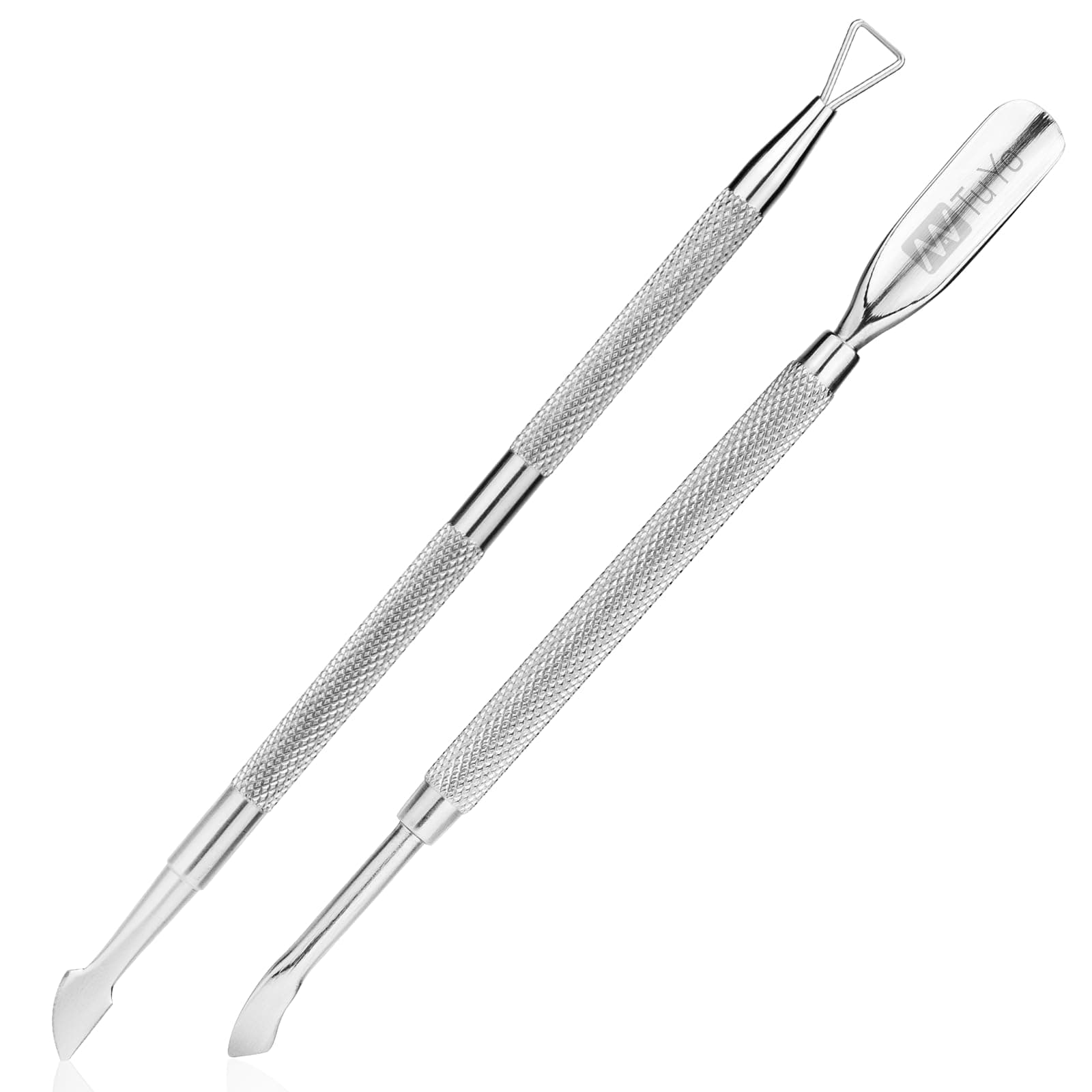 2PCS Cuticle Pusher and Cutter Set, Triangle Cuticle Nail Pusher Peeler Scraper, Professional Grade Stainless Steel Cuticle Remover, Sustained Pedicure Manicure Tools for Fingernails Toenails NANTuYo