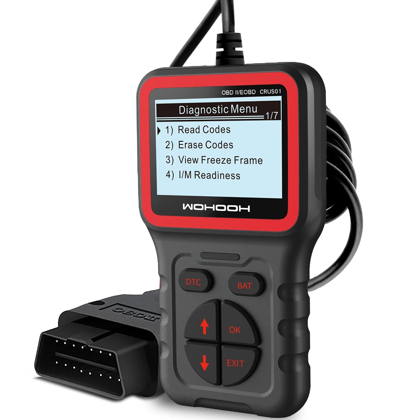 WOHOOH OBD2 Scanner, Car Code Reader Fixed Car Diagnostic Tool, Automotive OBD Check Engine Tools, Read & Erase Fault Codes, Check Emission Monitor Status CAN Vehicles Diagnostic Scan Tool