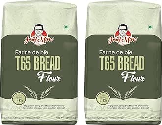 JOSEF MARC Farine De Ble T65 Bread Flour, 4 LBS (1.8kg) - Unbleached & High Protein Flour, All Purpose Bread Flour, Strong Bread Flour (Pack of 2)