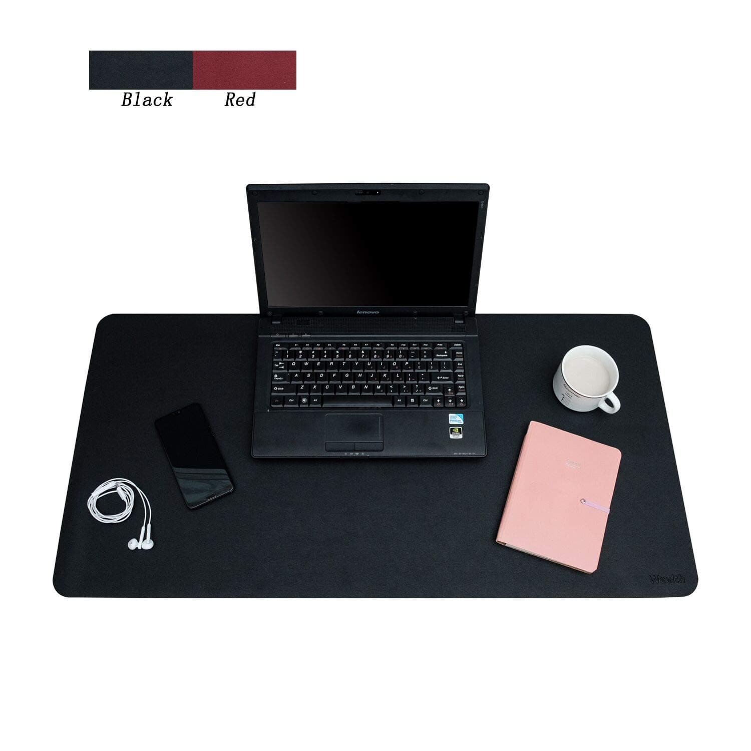 Weelth Multifunctional Office Desk Pad, Desk Pad Protector PU Leather Dual-Sided Waterproof Desk Writing Pad for Office/Home (Black, 31.5" x 15.7")