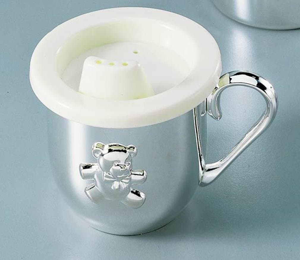 - Creative Gifts International Silverplated Baby's First Sippy Cup With Handle And Sippy Lid Insert, 5 oz Capacity, Teddy Bear Emblem, Gift Box Included, Premium Quality Design, Durable Materials