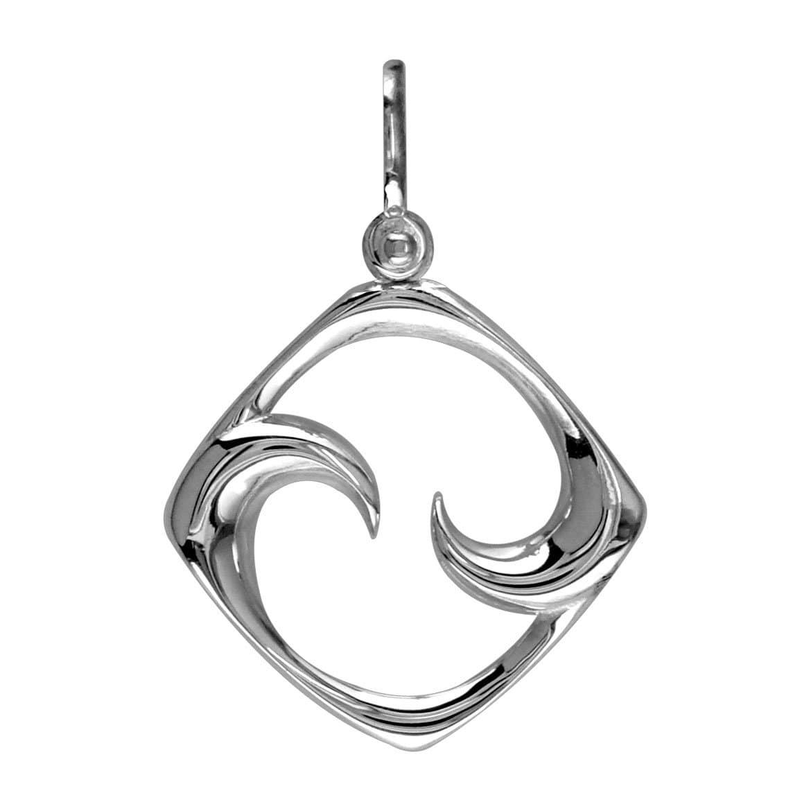 Medium Diamond Shape Maori Koru New Beginnings Charm with Two Curls in Sterling Silver