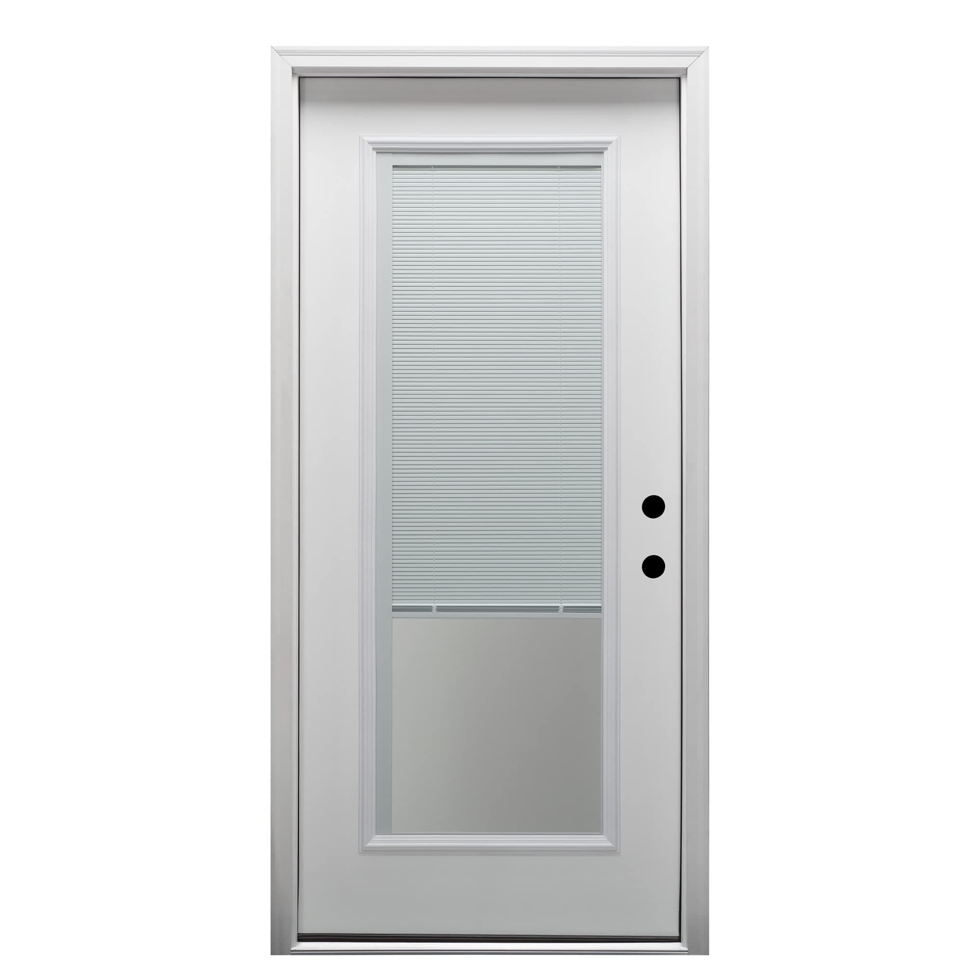 Steel, Primed, Left-Hand Inswing, Raise/Lower Blinds, Full Lite, Single Prehung Front Door, 36" x 80"