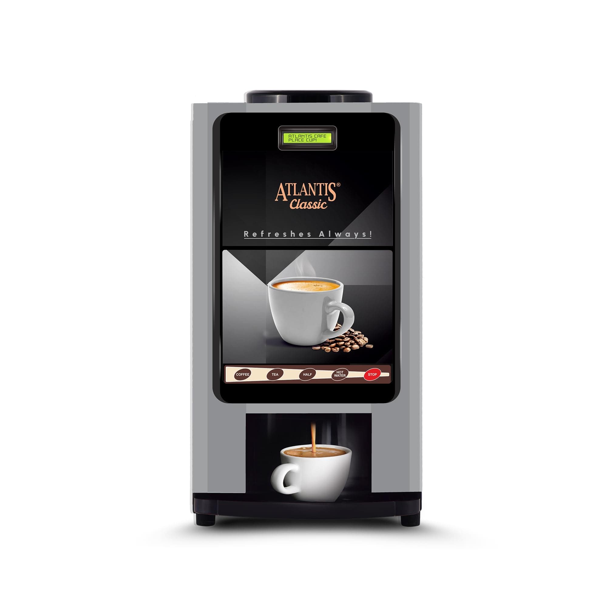 Classic 2 Lane Tea/Coffee Vending Machine | Premix Based Instant Hot Beverage Dispenser for Offices, Shops and Institutions |