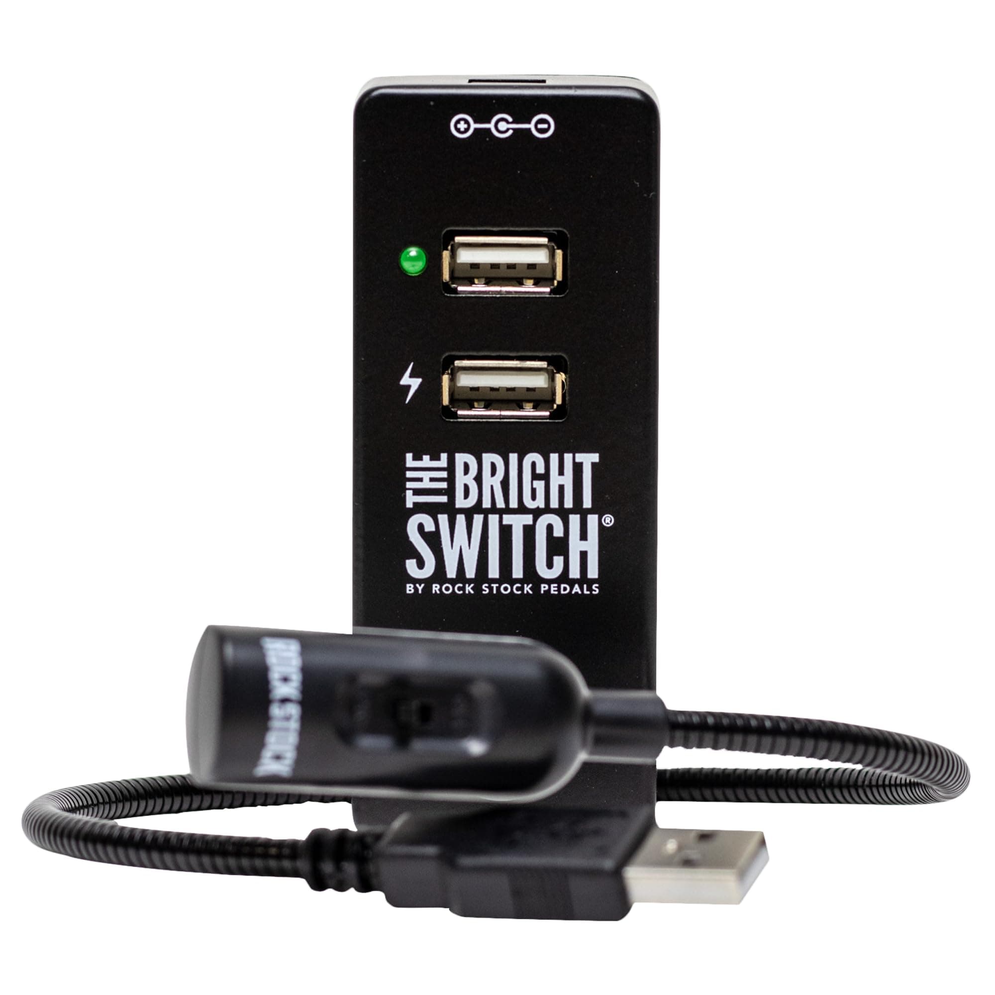 The Bright Switch - Compact USB Light and Charging Station for Pedal Boards - Gooseneck LED Lamp & 9V DC Power Supply - Light Up Your Set Up in Dark Venues & Charge Your Devices