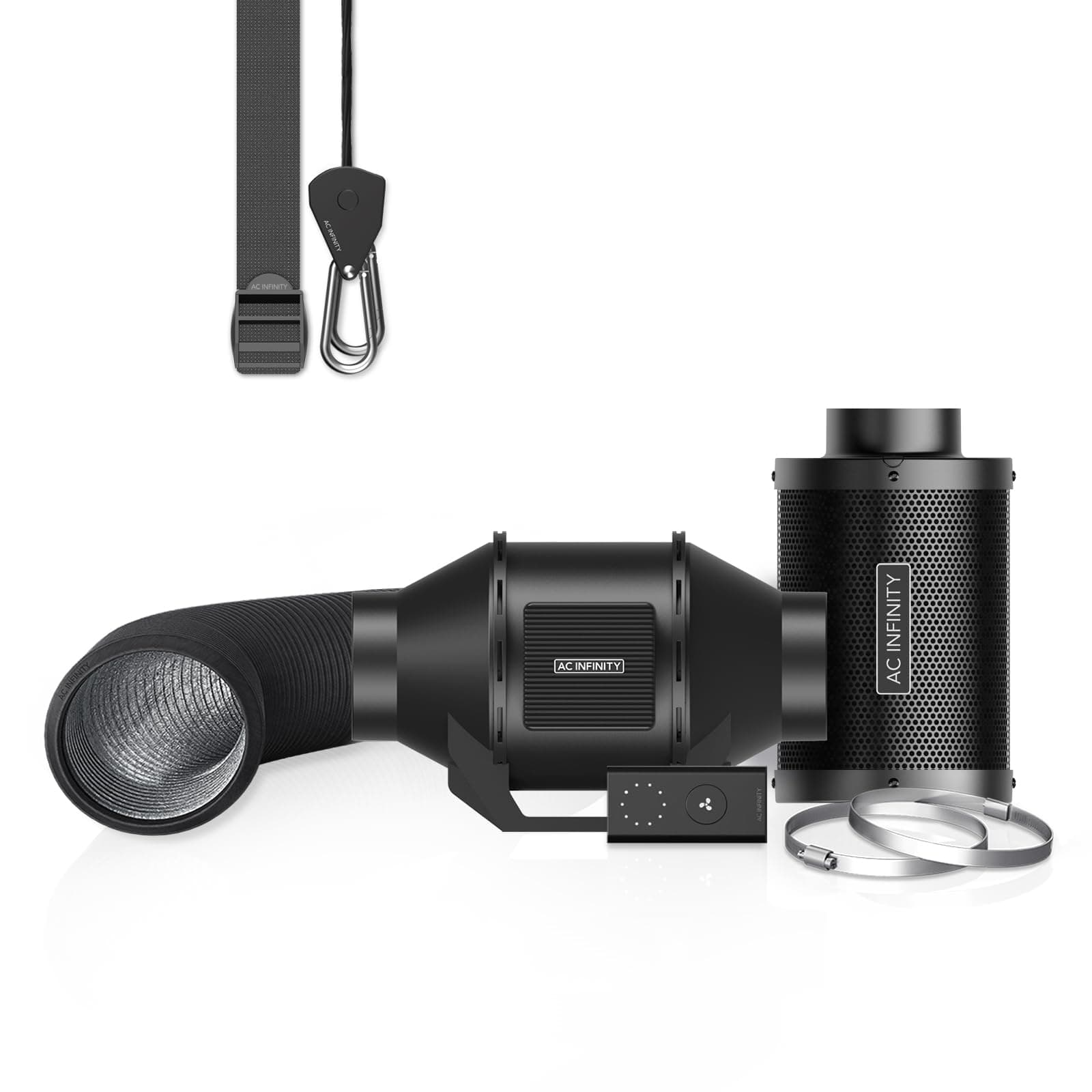 AC Infinity Air Filtration Kit 100mm, CLOUDLINE LITE Inline Fan and Carbon Filter Combo, Cooling and Ventilation System for Grow Tents, Hydroponics, Indoor Gardening, 4-Inch