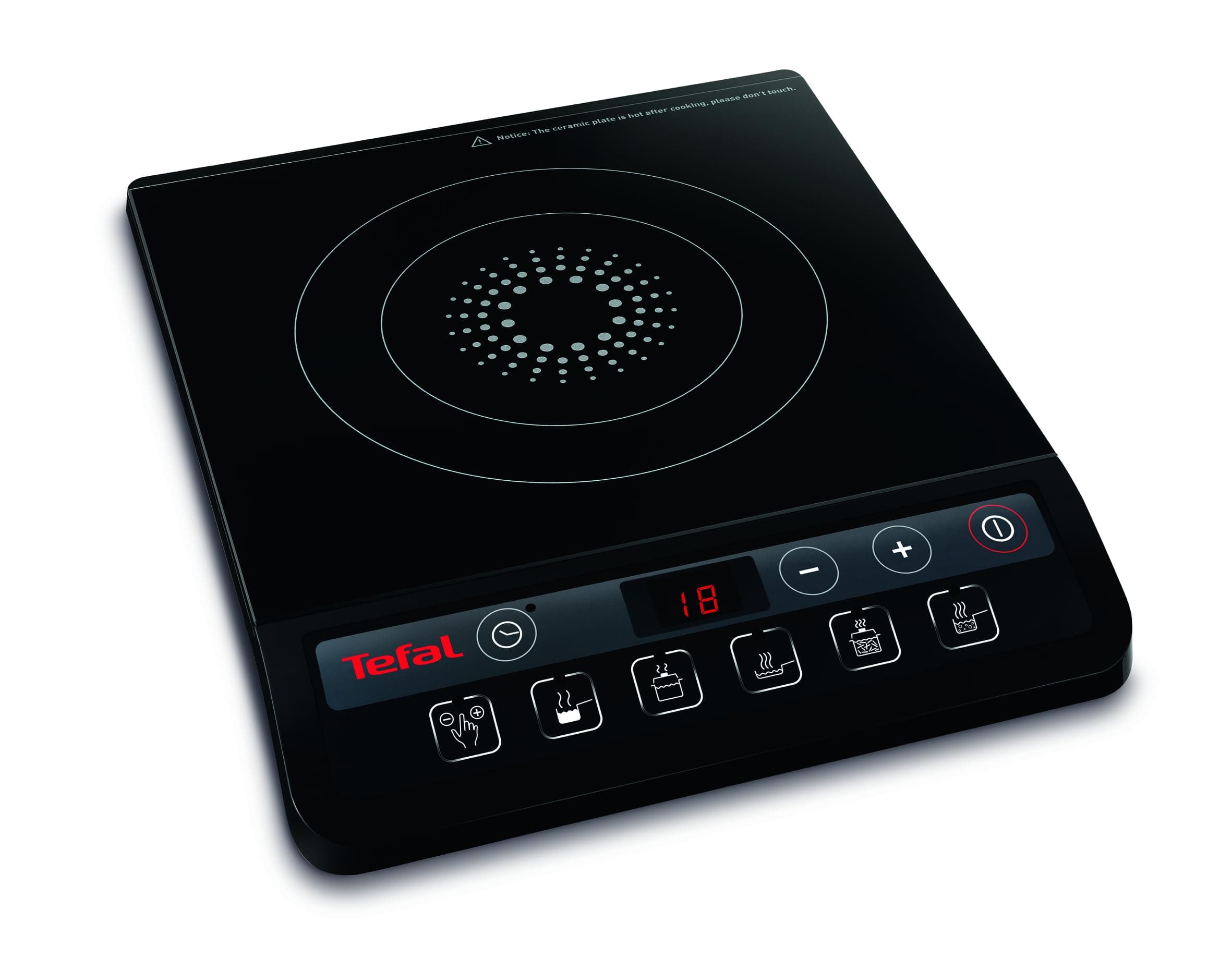 Tefal Everyday Portable Electric Induction Hob, 2 hours timer, 6 functions, 9 power level, 2100W, Kitchen, Student, Cooking, Caravan, Party, Black, IH201840