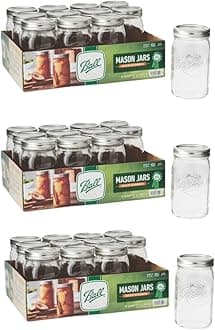 Ball Wide Mouth Glass Mason Jars with Lids and Bands, Used for Canning, Pickling, Juice, Jam, Jelly, Quart Size 32 Ounce (Pack of 36)