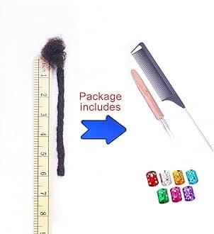 100% Real Human Hair Dreadlock Extensions ADIASAI 0.3 Inch Thickness 60 Bundles Can Be Dyed and Bleached Fully Handmade for Men, Women and Kids, 100% Black