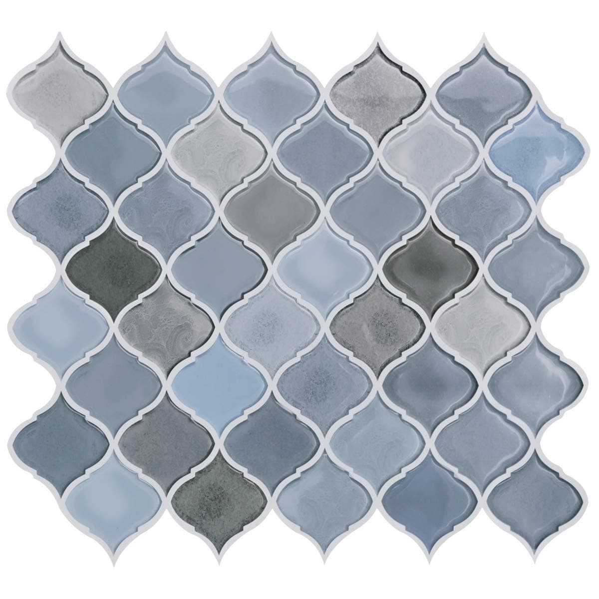 HUE DECORATION Modern Peel and Stick Tile Backsplash for Kitchen, Decorative Vinyl Backsplash Peel and Stick, Stick on Backsplash Tiles for Kitchen,Smart Arabesque Tile 10"x11" Pack of 4