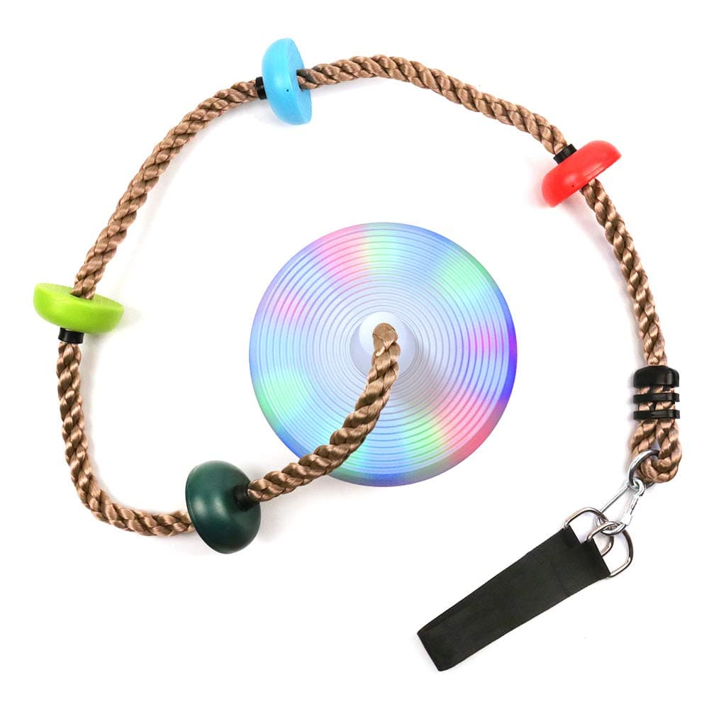 LED Disc Swing Seat Climbing Rope with Platforms Swing Set Outdoor Backyard Playground Accessories