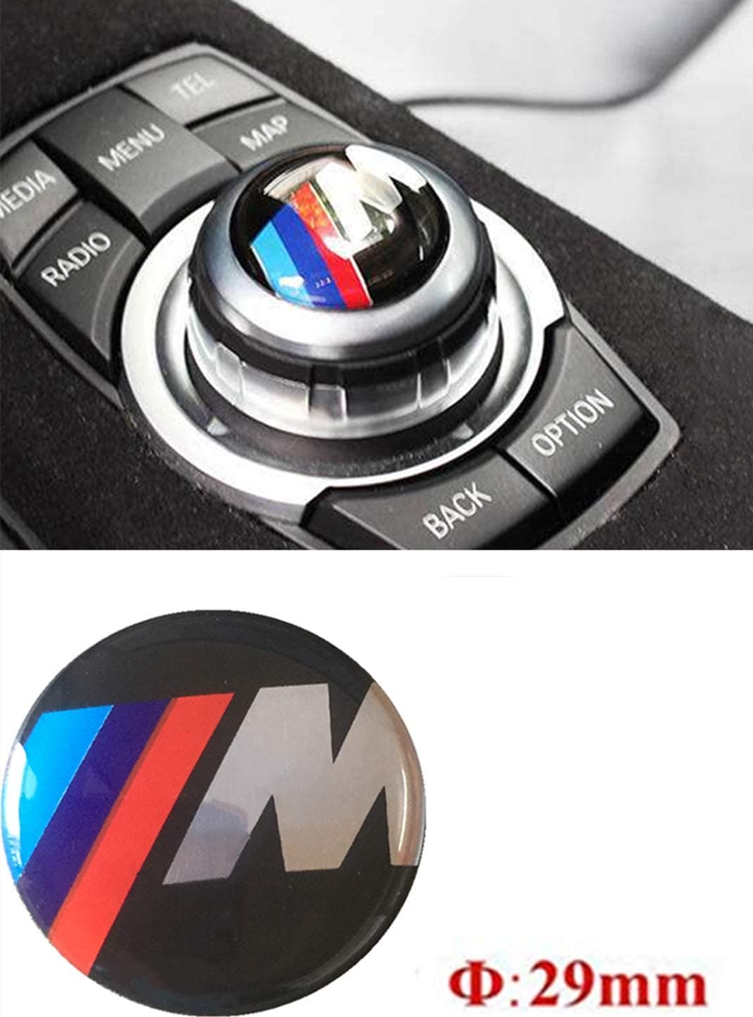 Car Controller Sticker Should for Cars with 29mm IDrive Multimedia Button Control Button M Performance 3D Sticker M3 5 E30 E36 E34 E39 E60 E65 E38