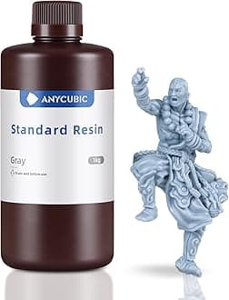 - ANYCUBIC 3D Printer Resin, 405nm High Precision Fast Curing UV Photopolymer Resin for LCD 3D Printing, 1kg Grey