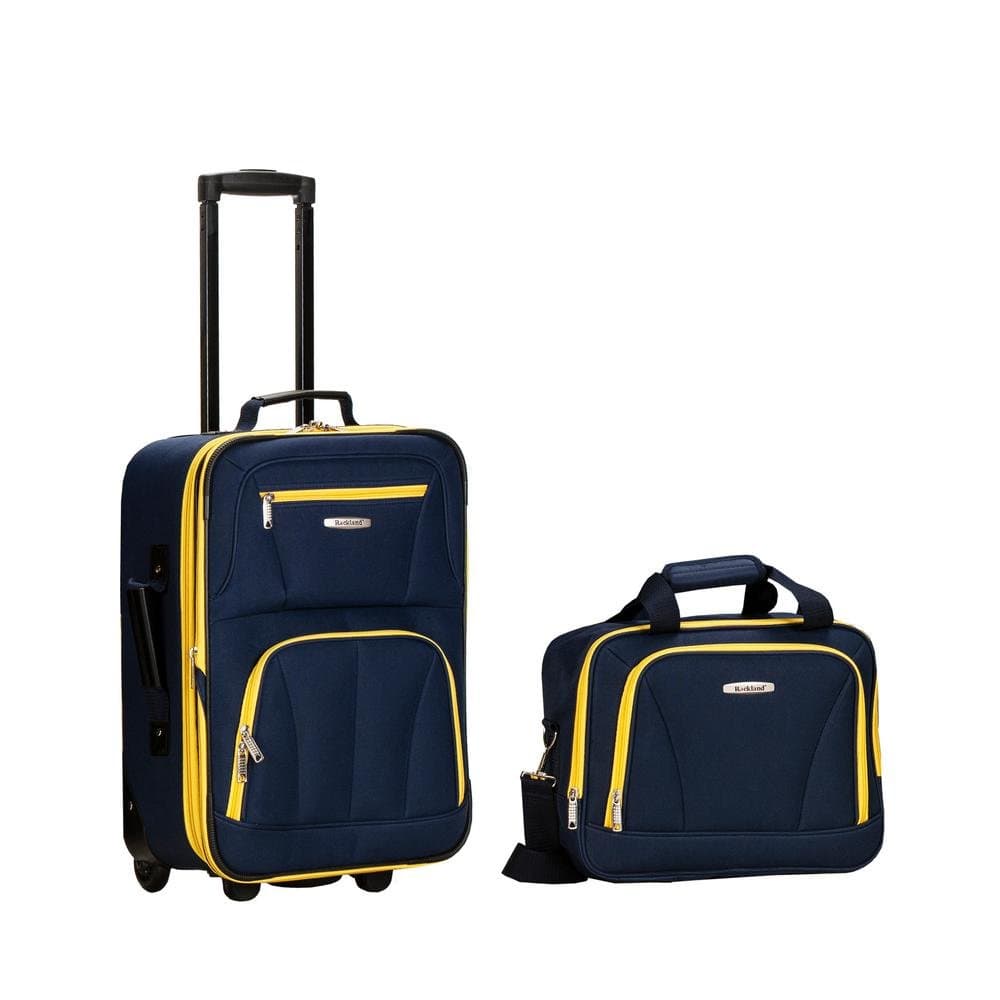 Rockland Printed 2 PC LUGGAGE SET NAVY