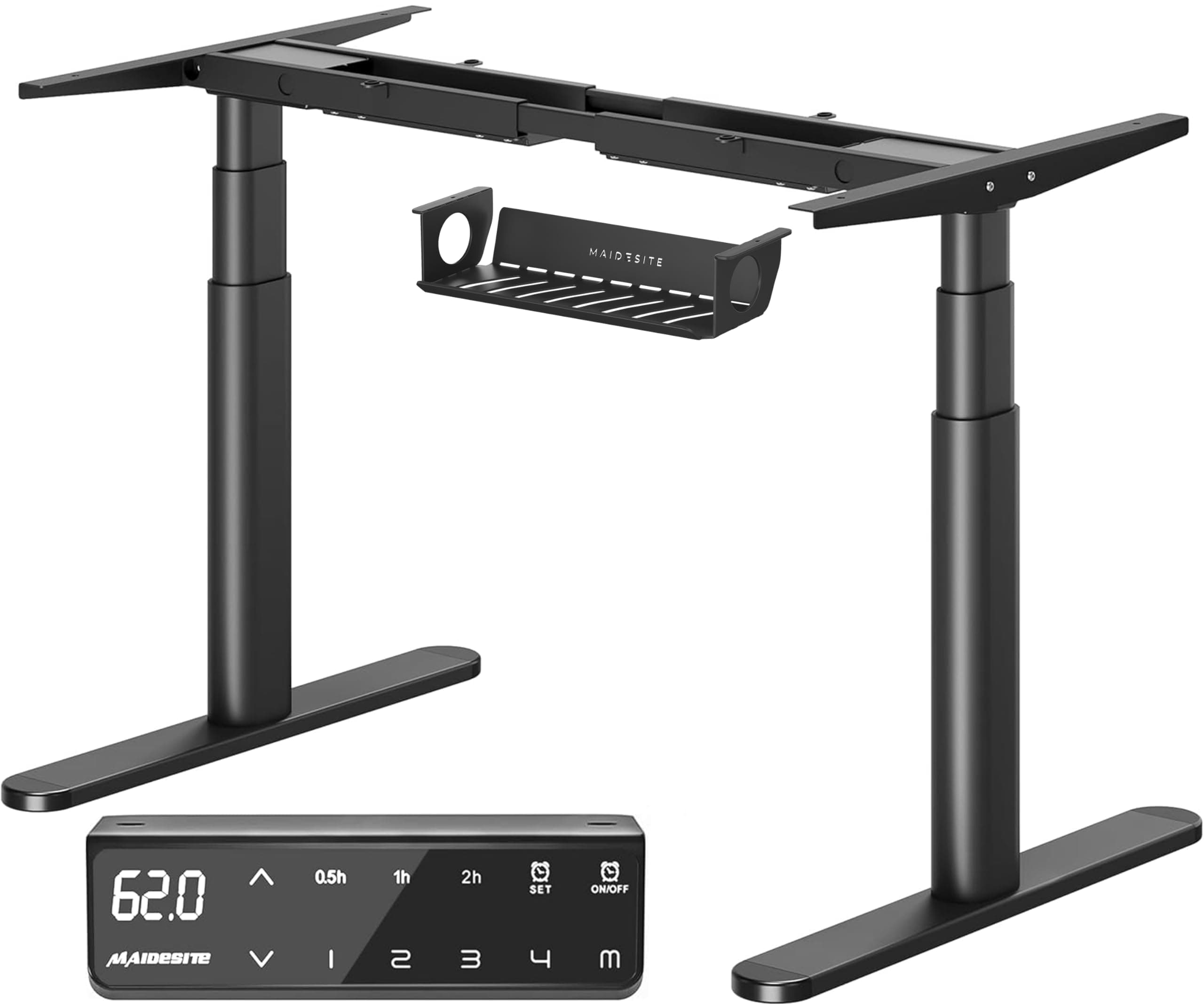 – Height Adjustable Standing Desk Frame with Oval Leg Design, Dual Motor Electric Standing Desk Sit Stand Desk with 62-125cm, 4 Memory Keyboard and Anti-collision System