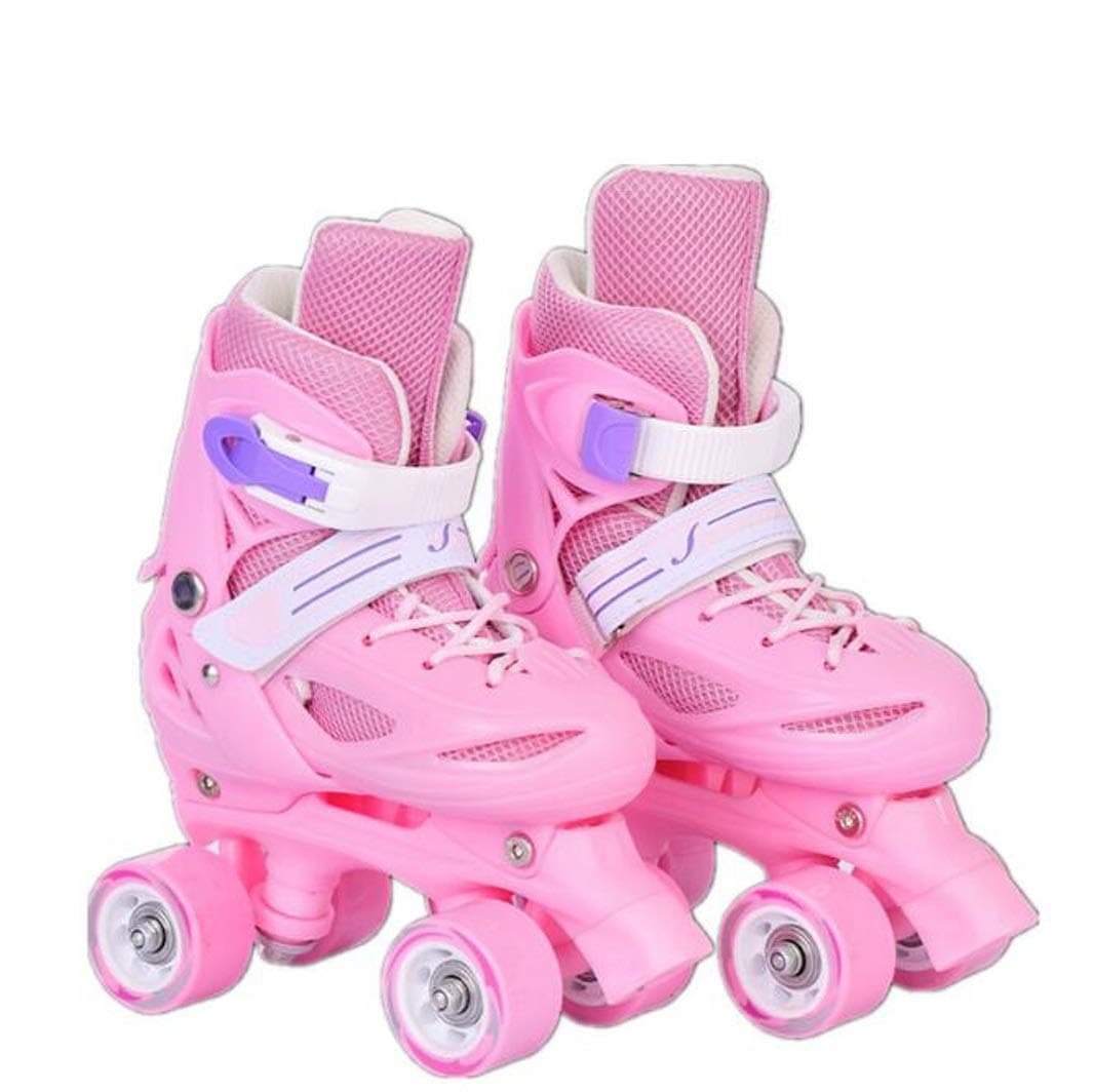Roller Skates Adjustable for Kids,Double Row 4 Wheel With All Wheels,Fun for Girls and Ladies (Color : Pink, Size : S)