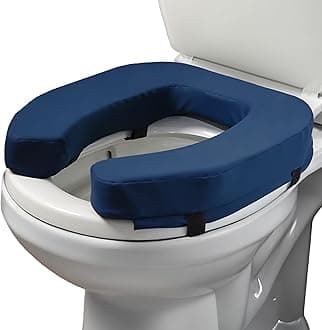 Lunderg Toilet Seat Riser for Seniors - Adds 2 inches - Universal Fit - FIRM Raised Toilet Seat Cushion with High-Density Foam for enhanced Comfort & Elevation. Post-Surgery Must Have (Blue)