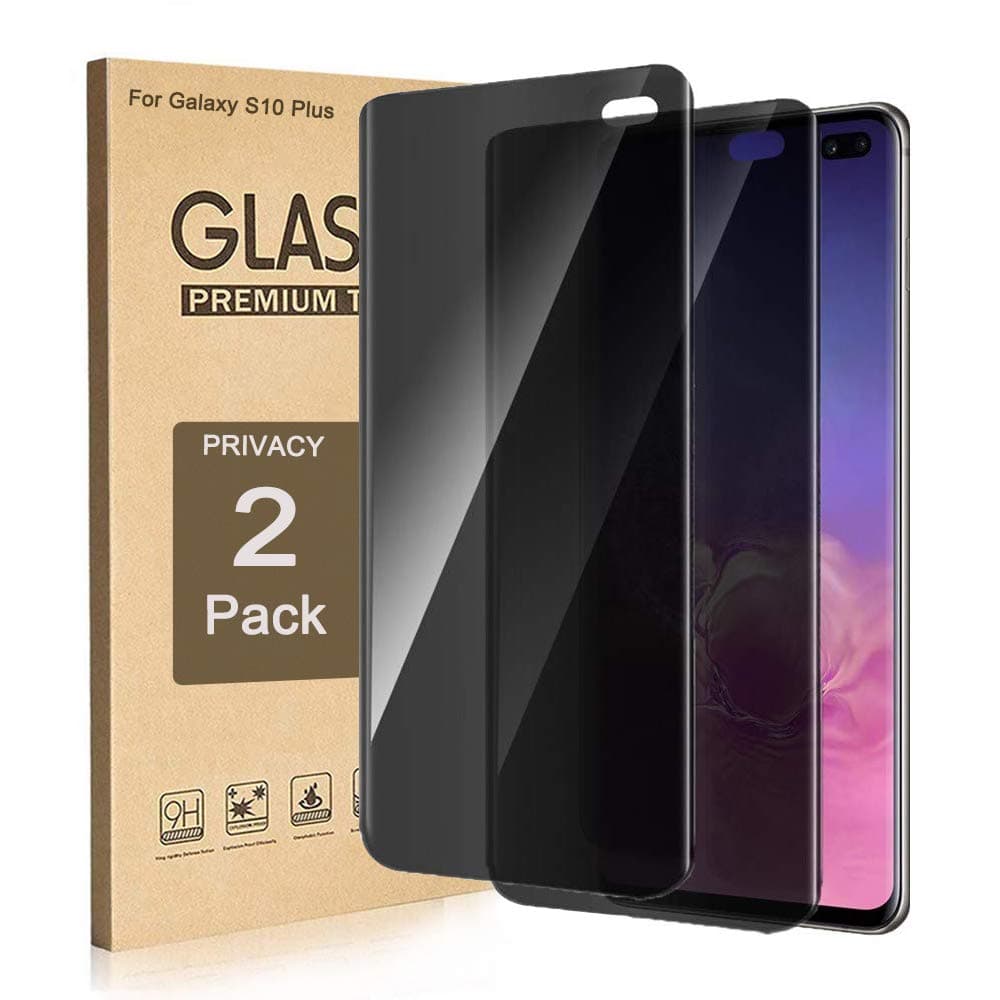 SURBUID Galaxy S10 Plus Privacy Screen Protector, Tempered Glass [Not for Galaxy S10] [Does Not Support Fingerprint Unlock] [Edge Glue] Case Friendly 3D Touch Screen Protector for Galaxy S10 Plus