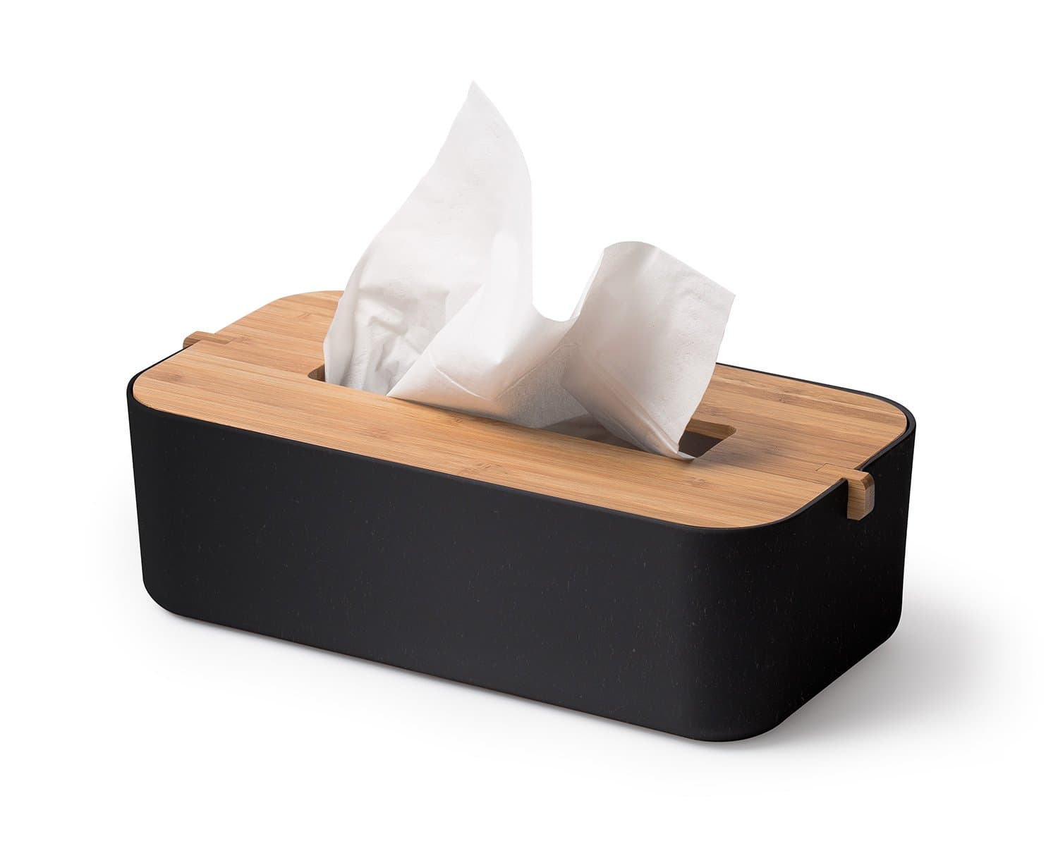 Lexon Tissue Box, Bamboo, Black, 26.5 x 13.7 x 8 cm