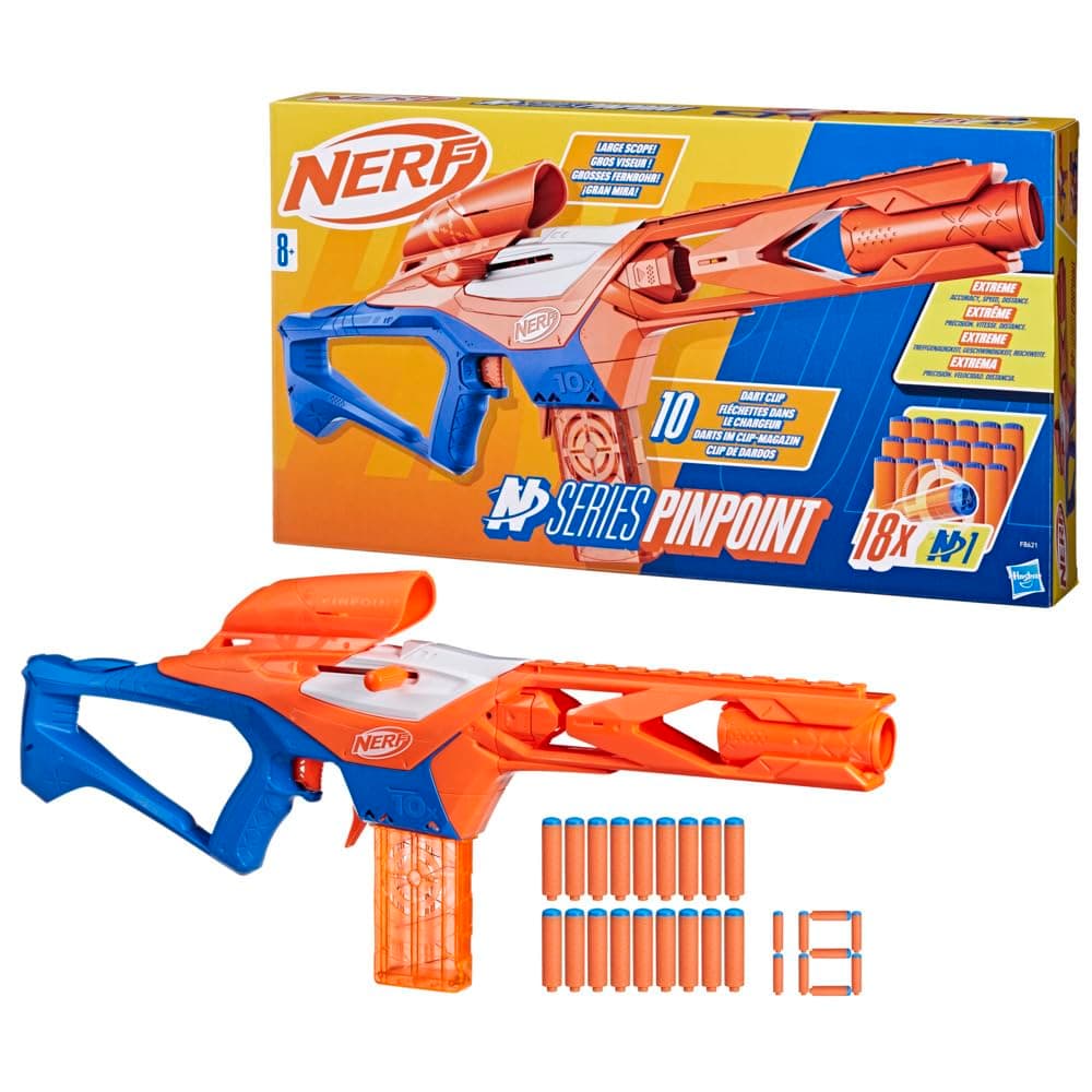 Nerf N Series Pinpoint Precision Blaster Long Range Outdoor Games Includes 18 N1 Foam Darts Toy for Boys and Girls Ages 8+