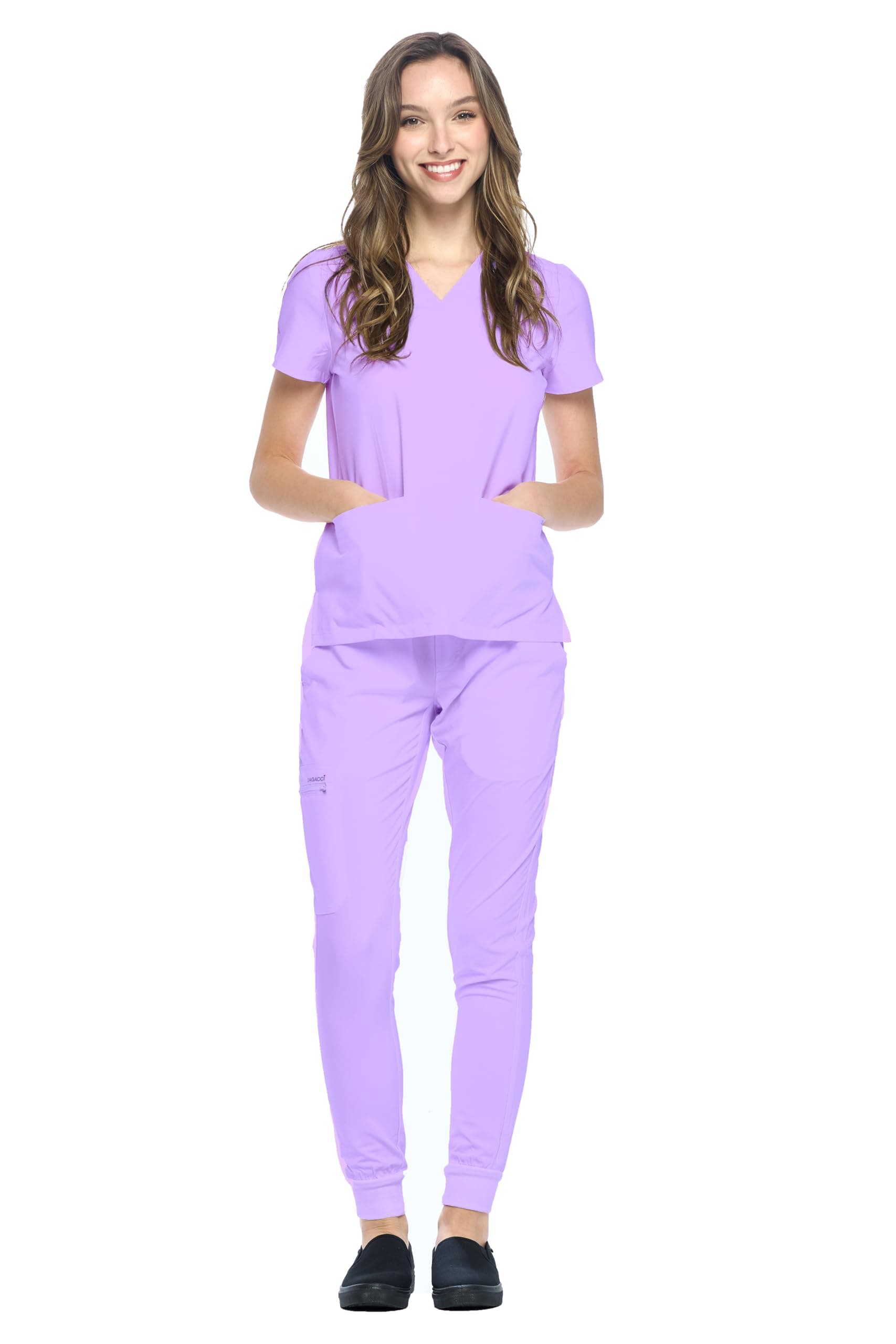Dagacci Medical Uniform® Scrub Set – V-Neck Scrub Top & Elastic Jogger Pant Scrubs for Women Set and Men Unisex 8 Pockets