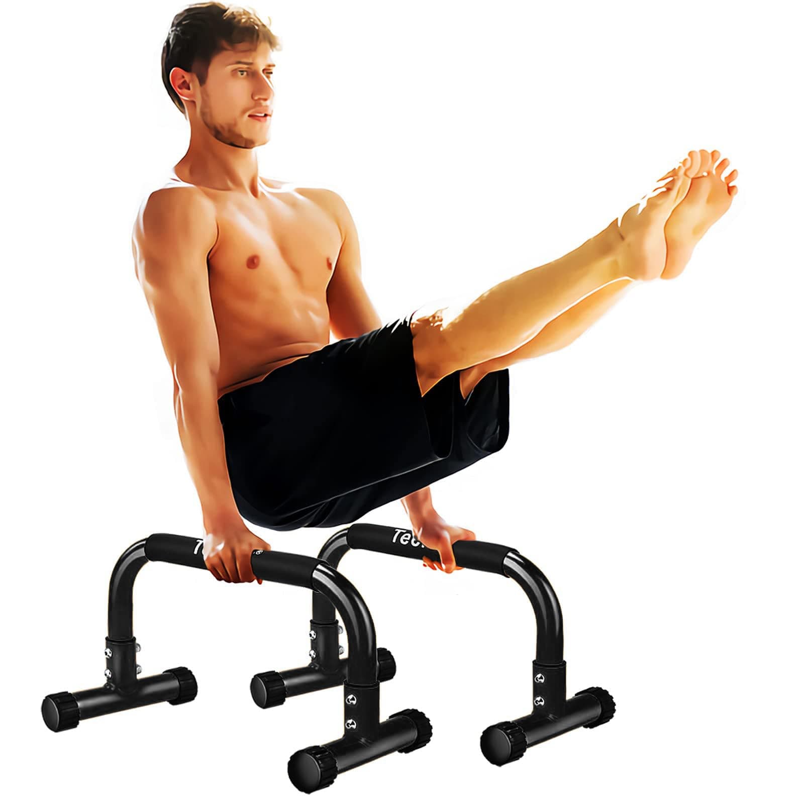 Teclor Push Up Bar, Parallettes Bars For L-sit & Dip, Heavy-Duty No Wobbling Parallel Bars Stand For Handstands, Full Planche, Calisthenics, 9.5in High Workout Stands for Home Fitness Training