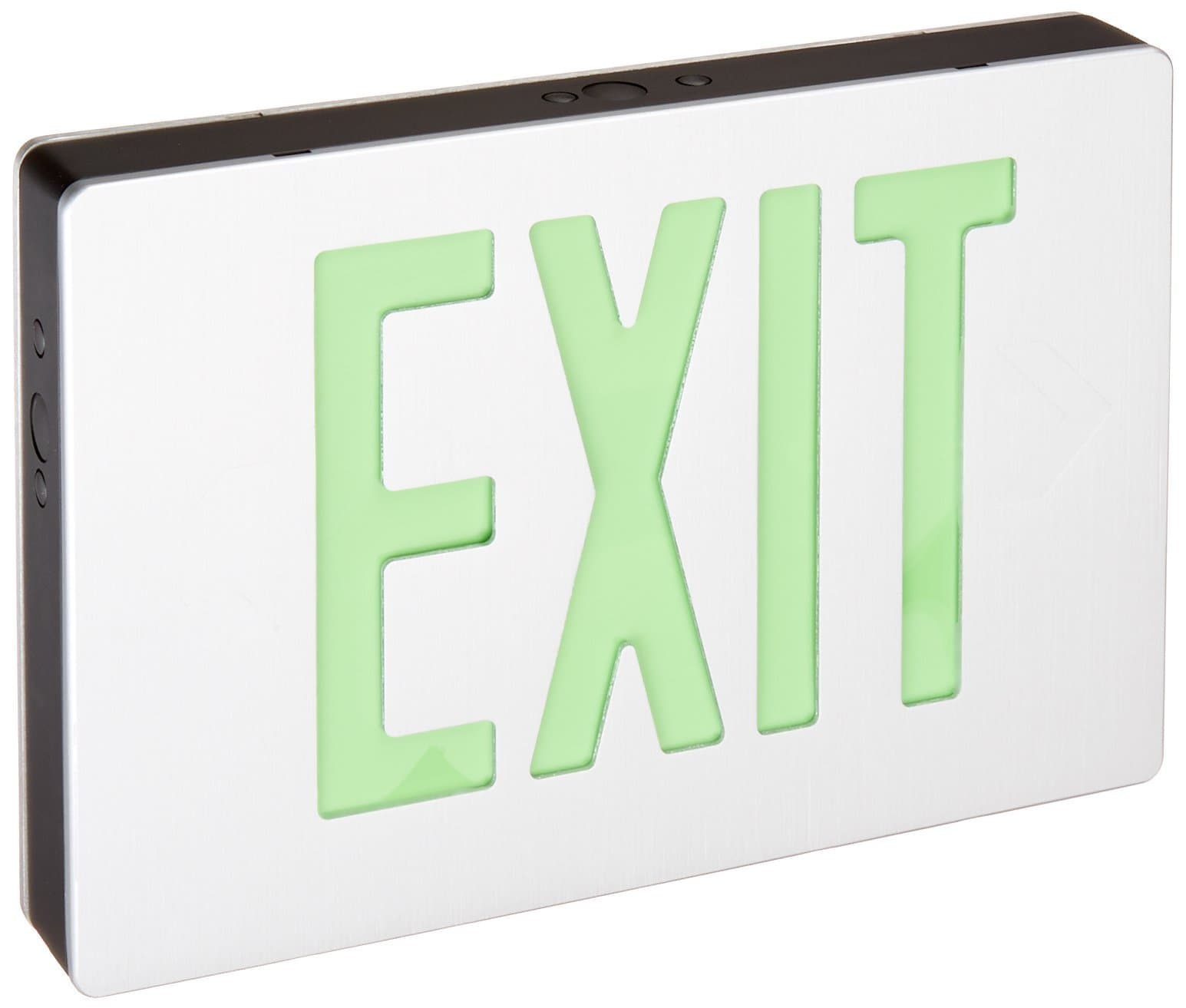 Royal Pacific RXL16GBA Double Face Die-Cast Exit Sign, Brushed Aluminum with Green Letters
