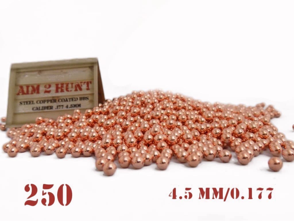 Aim2Hunt 250 X 4.5 mm/0.177 BB BBS PREMIUM GRADE COPPER COATED BALLS FOR AIRGUNS