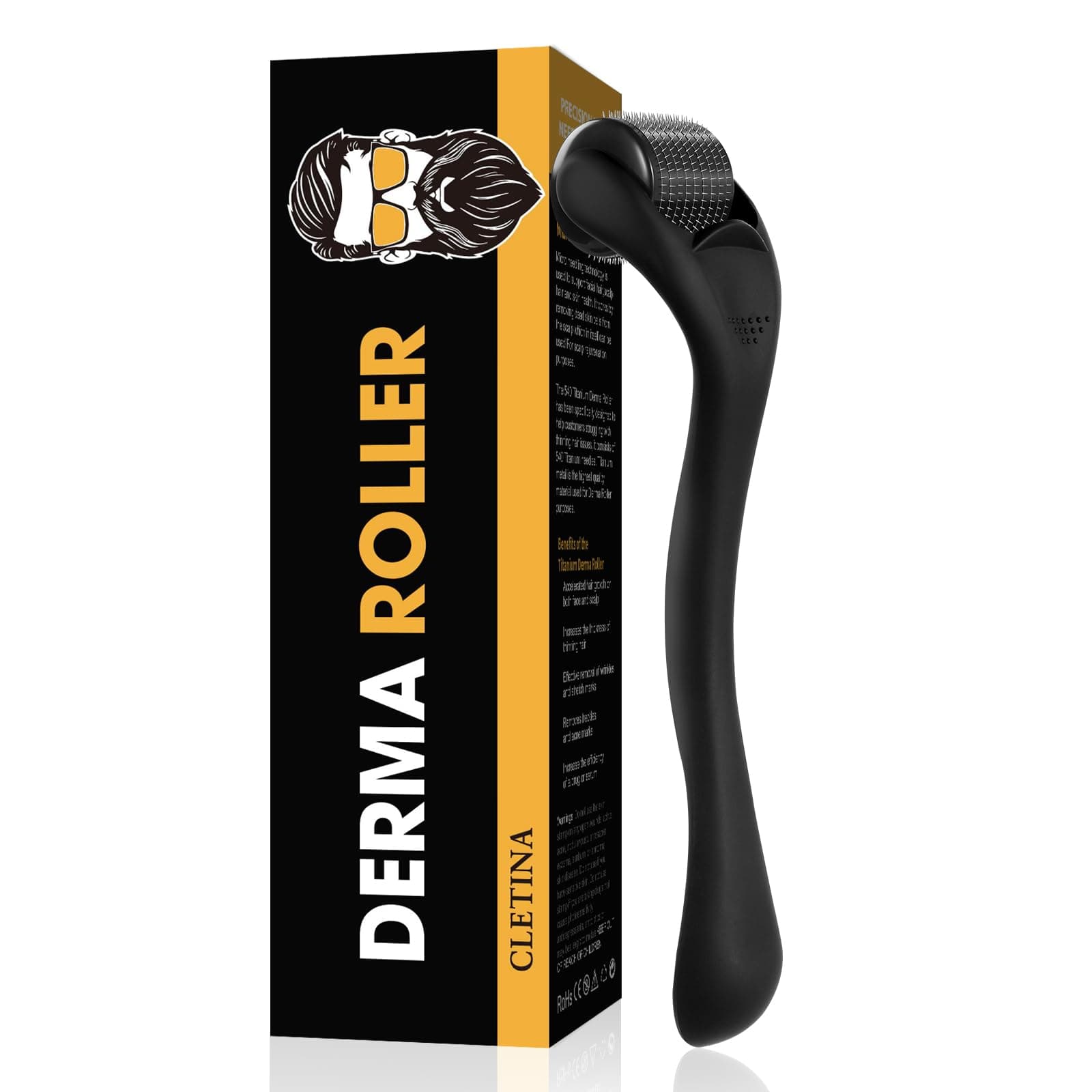 CLETINA 540 Titanium Derma Roller - Microneedle Micro Needle Roller for Men and Women Home Use - Microneedling Microneedle Skin Care Tool B10