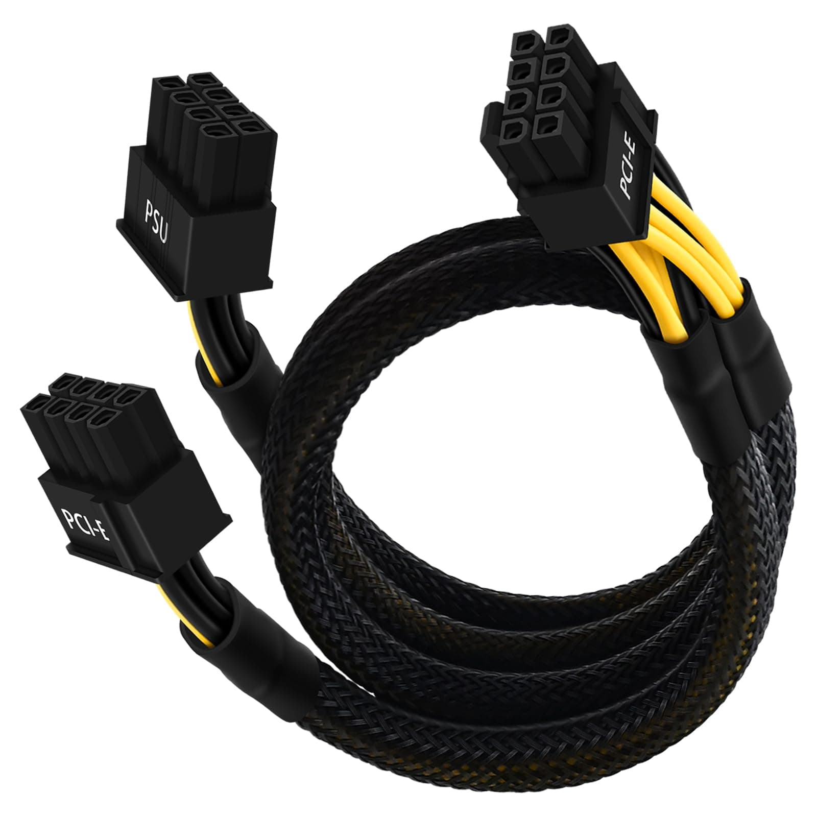 YEZriler 8 Pin PCIe Cable for EVGA Power Supply, PCIe 8 Pin Male to Dual (6+2) Male PCI Express Power Adapter Sleeved 25-inch+9-inch (63cm+23cm)