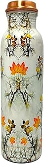 Piepot Orange Flower Digitel Print Copper Water Bottle Set One Liter Pack Of 1 Best for Gifting