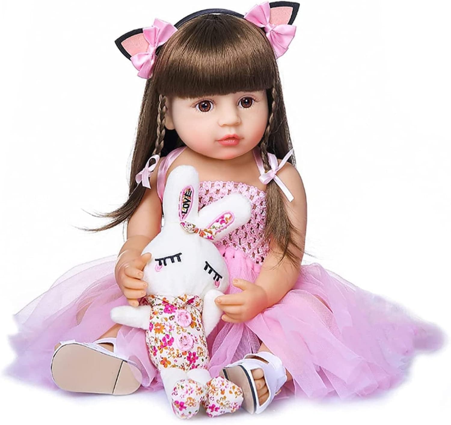 Reborn Baby Doll 22 inch Realistic Newborn Baby Dolls - Lifelike Weighted with Soft Silicone Doll Girls with Plush Toy & Doll Clothes & Accessories for Age 3+ (Pink)