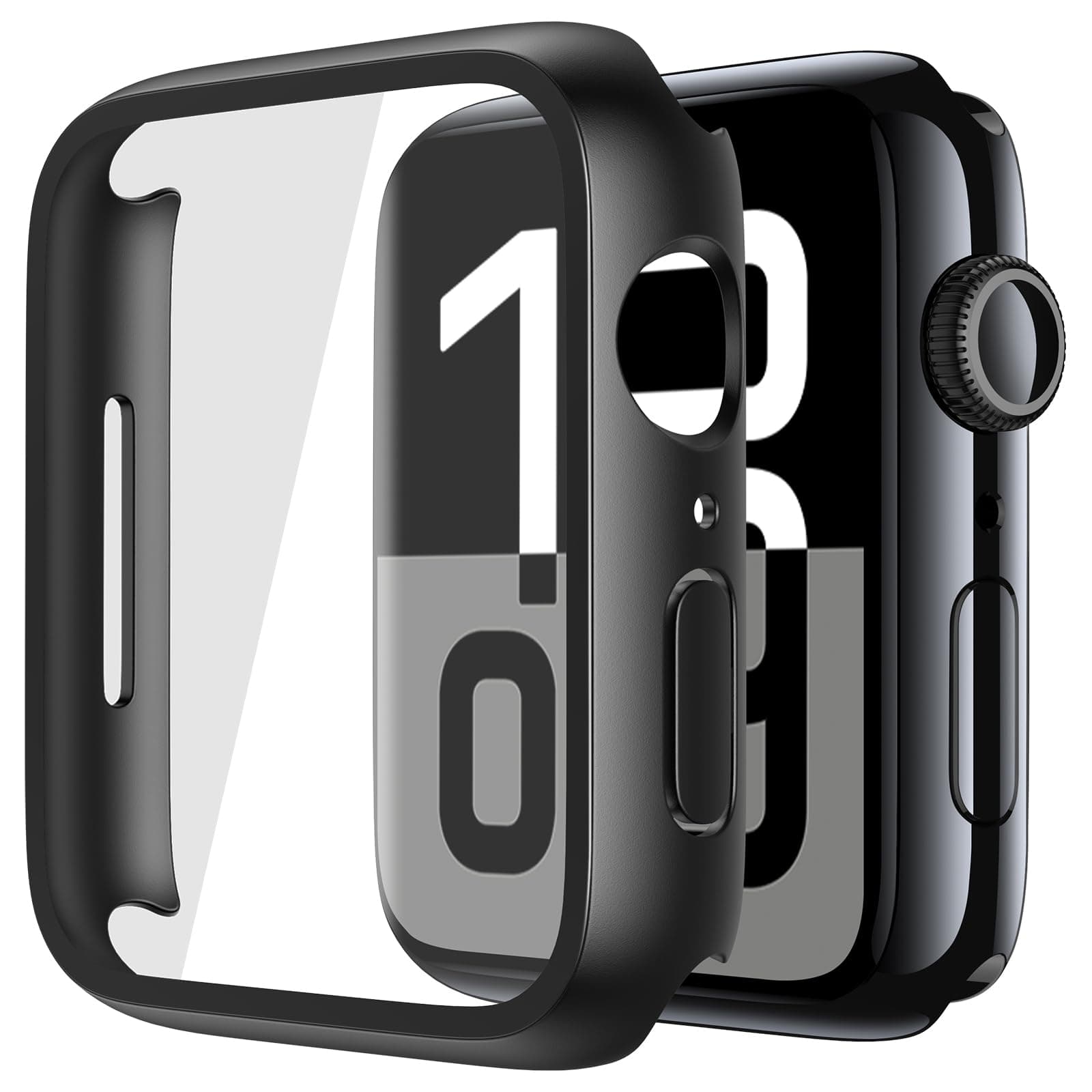 Misxi 2 Pack Tempered Glass Case Compatible for Apple Watch Series 11 (2025) Series 10 46mm, Screen Protector Cover for iWatch, Black