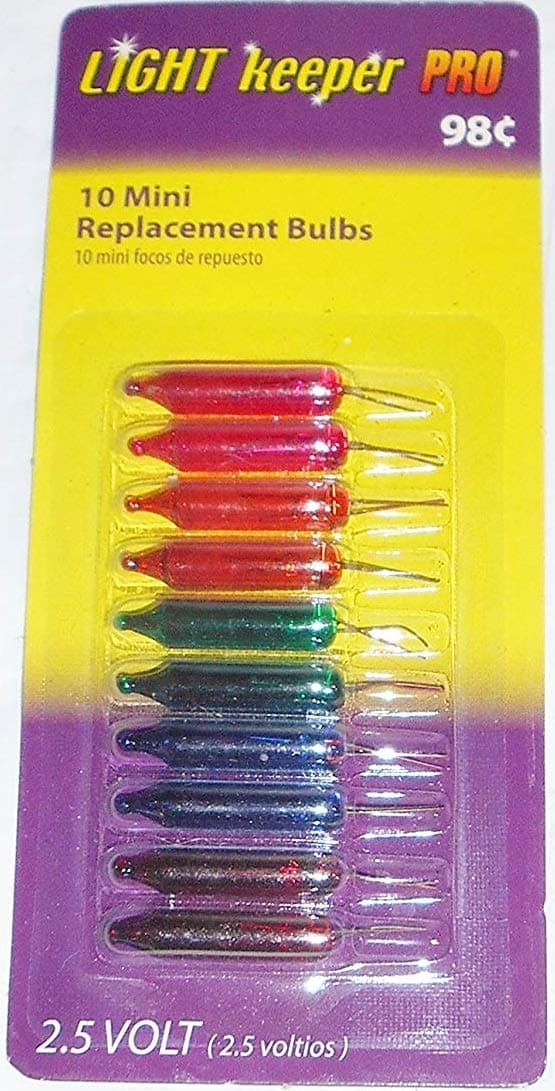 20 Mini Replacement Bulbs for Your Christmas Lights - 2.5 Volts - 2 Packs of 10 Bulbs