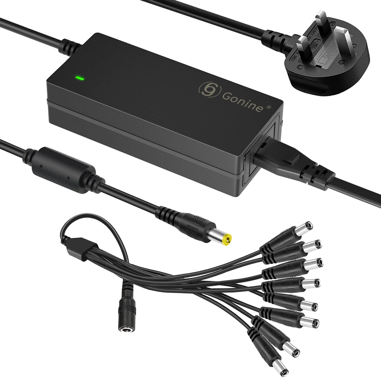 12V 5A 60W Security Camera Power Adapter 100V-240V AC to DC with 8-Way Power Splitter Cable Power Supply for CCTV Security Camera DVR, LED Strip Lights