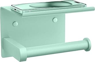 Tindbea Toilet Paper Holder with Phone Shelf, Adhesive or Screw Wall Mount Toilet Tissue Roll Holder, Rustproof & Multifunctional Stainless Steel Bathroom Storage Dispenser (Mint Green)