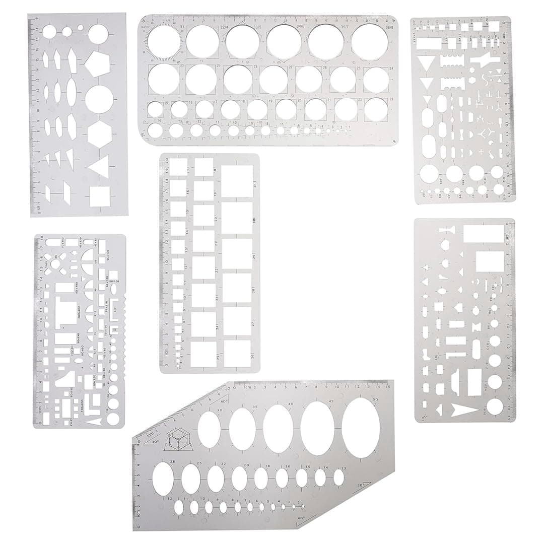 SE 8-Piece Geometric Drawing Template Stencil Set for Crafts, Scrapbooking, and Jewelry Design - JT-ST8
