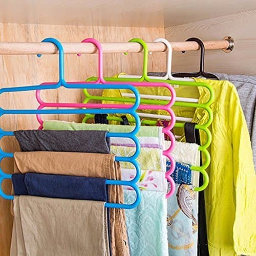 Vastra 5 Pcs Multipurpose 5 Layer Hanger for Shirts, Ties, Pants, Jeans, T-Shirt, Sarees, Suits Space Saving Hanger, Cupboard Organiser, Strong