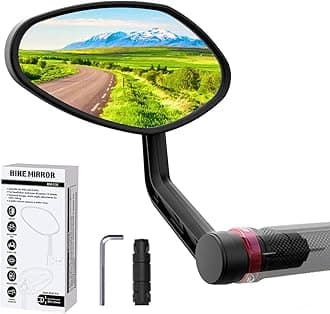 Bike Mirror Bar End Bike Mirror, Rotatable Bicycle Mirror, Automotive Grade Glass Bike Side Mirrors, Scratch Resistant E-Bike Universal Rearview Mirrors for Mountain bike (Left)