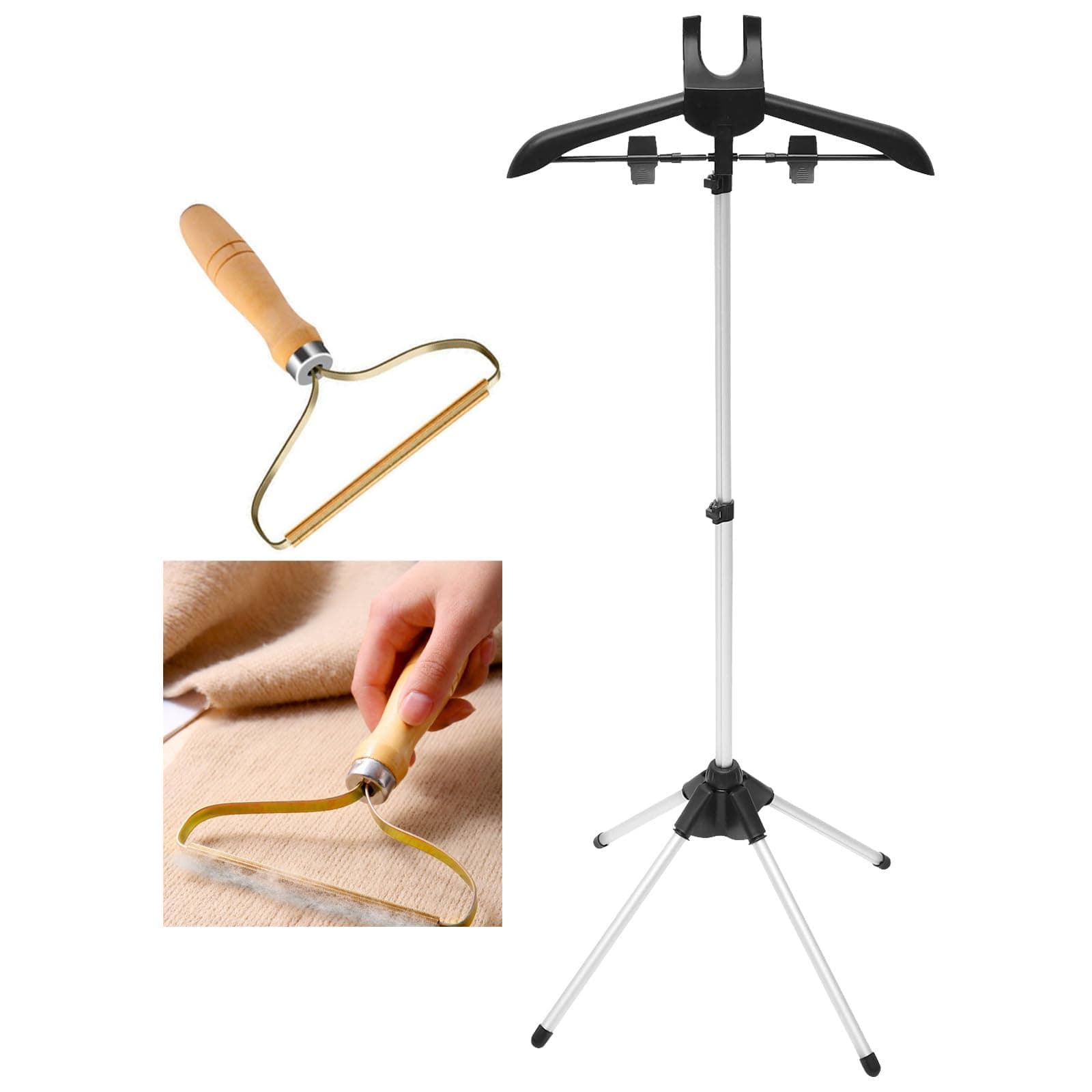 Foldable Garment & Clothes Drying Rack,Adjustable Height,Handheld Hanging Ironing Machine Hanger Steam Ironing Machine Accessories Bracket, 4 Legs, LYJ841