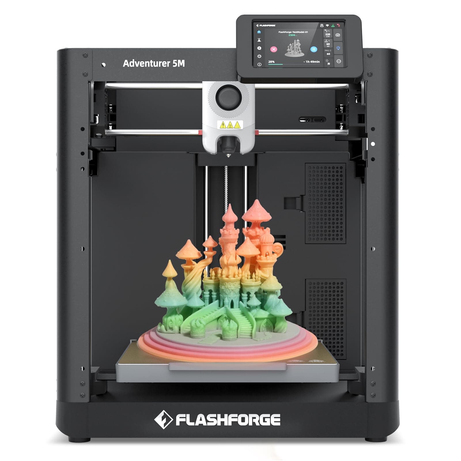 FLASHFORGE Adventurer 5M Ultra Fast 3D Printer 600mm/s, Auto Leveling, Smart Nozzle and Pei Plate, Volume 220x220x220mm, Ideal for Beginners/Professionals