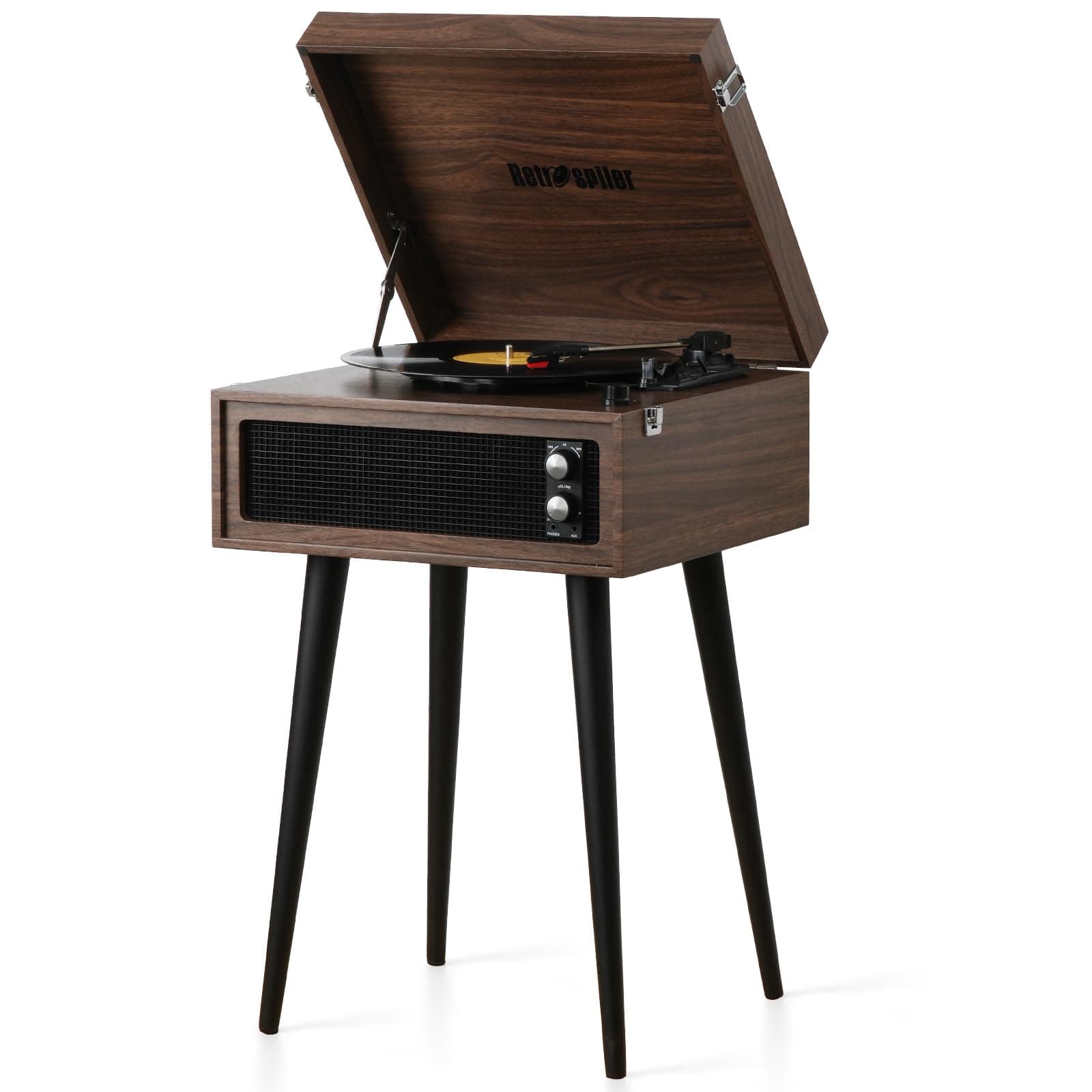 – 3-Speed Record Player, Bluetooth Turntable with Built-in Speakers and Detachable Legs,USB Playback& Vinyl-USB Recorder (Espresso)
