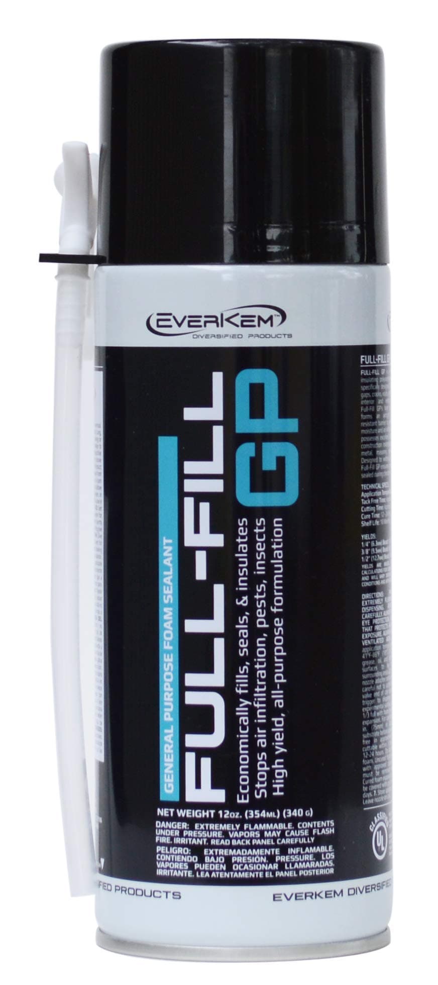 Everkem TY0013 Full-Fill GP General Purpose Gaps, Cracks, and Insulating Foam Sealant - 12 oz Straw Dispensed Can, 6 Pack