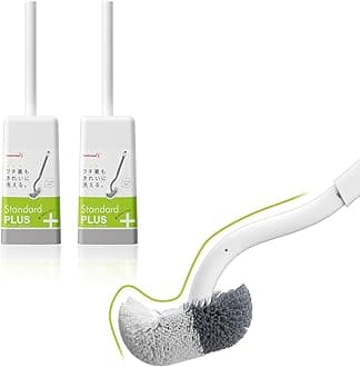 Marbarsse Bathroom Toilet Bowl Brush and Holder, Curved Design Dismount Toilet Brush for Deep Cleaning Under Rim, Best Toilet Brush Set, Compact Toilet BowlCleaner Brush for Bathroom, 2 Pack