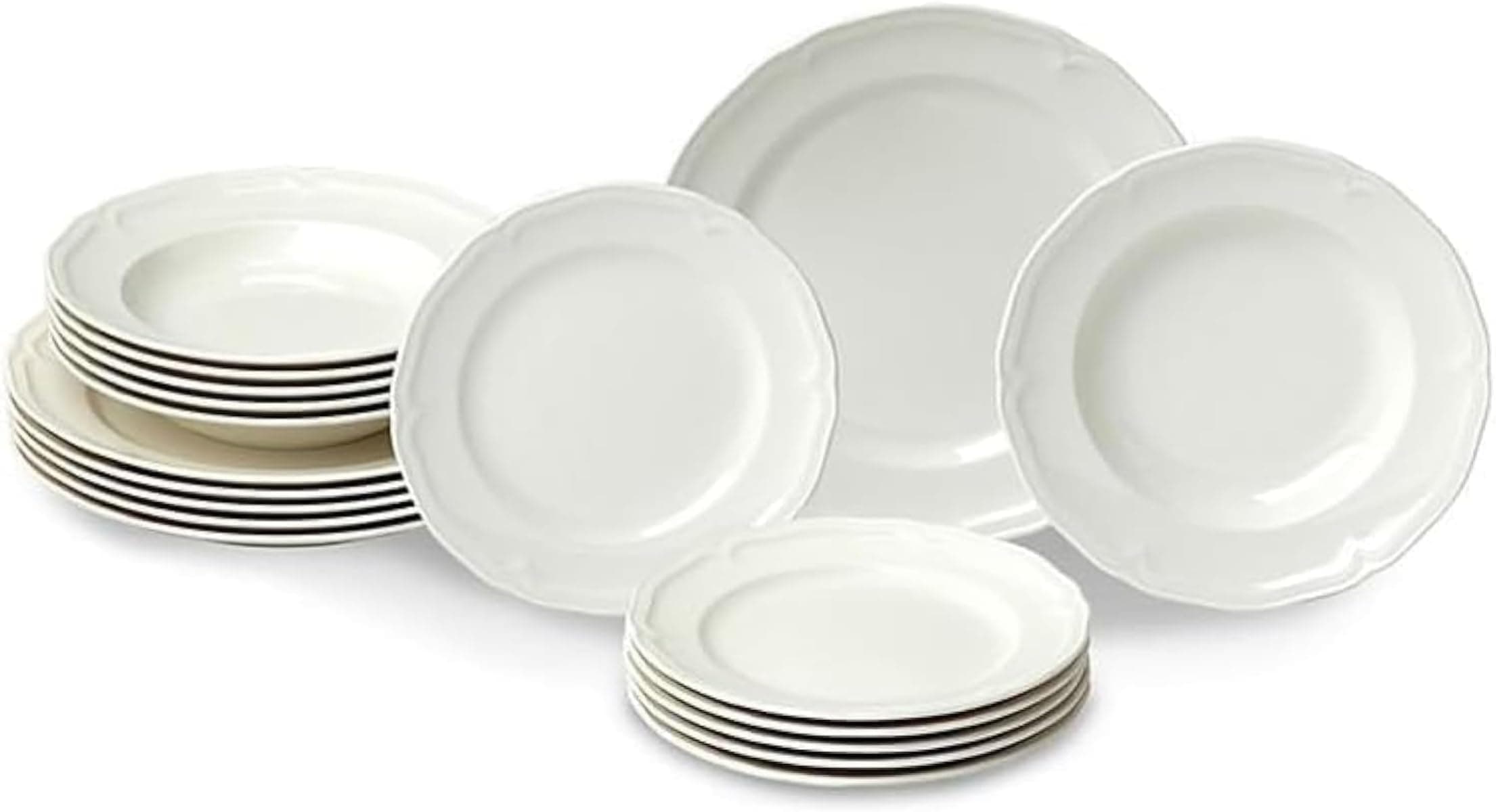 Manoir 18-Piece Dinnerware Set, White, Large